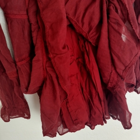 Free People Berlin Mini Dress Burgundy Rust Gauze sz Xs - Picture 7 of 10